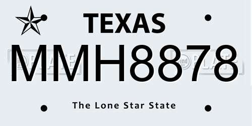 MMH8878 Texas License Plate