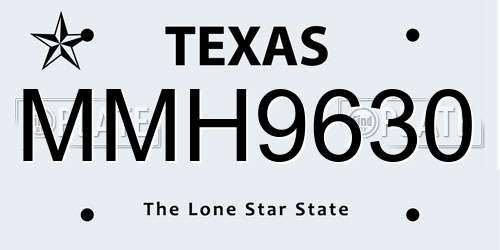 MMH9630 Texas License Plate