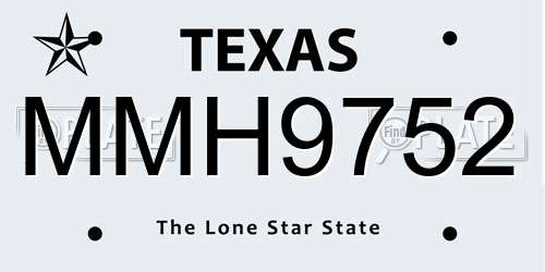 MMH9752 Texas License Plate