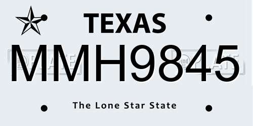 MMH9845 Texas License Plate