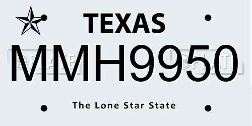 MMH9950 Texas License Plate