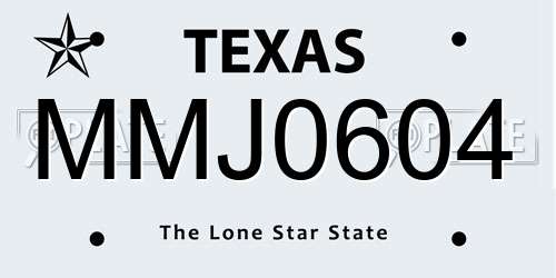 MMJ0604 Texas License Plate