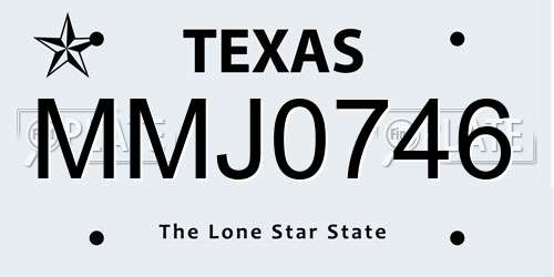 MMJ0746 Texas License Plate