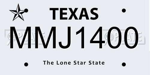 MMJ1400 Texas License Plate