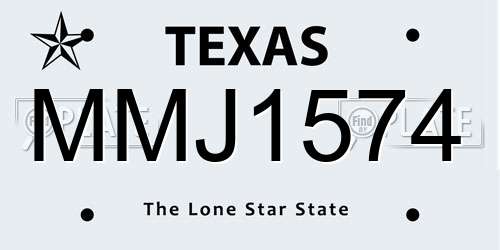 MMJ1574 Texas License Plate