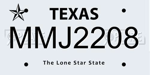 MMJ2208 Texas License Plate