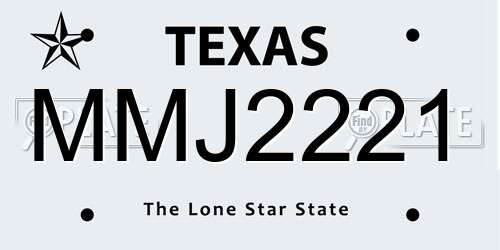 MMJ2221 Texas License Plate