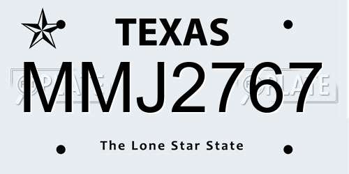 MMJ2767 Texas License Plate