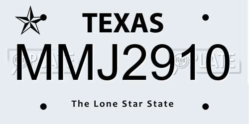 MMJ2910 Texas License Plate