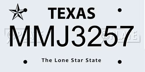 MMJ3257 Texas License Plate