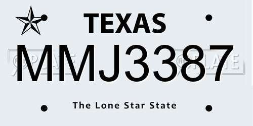 MMJ3387 Texas License Plate