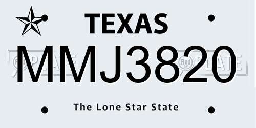 MMJ3820 Texas License Plate