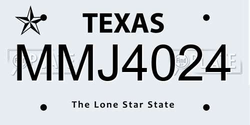 MMJ4024 Texas License Plate