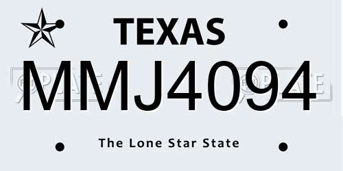 MMJ4094 Texas License Plate