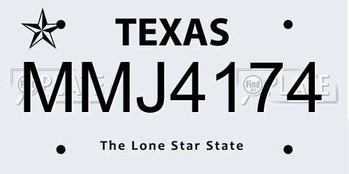 MMJ4174 Texas License Plate