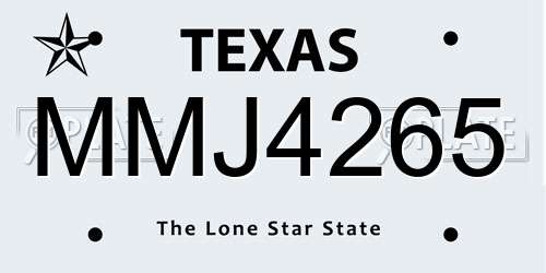 MMJ4265 Texas License Plate