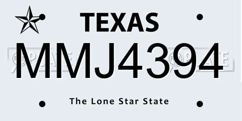 MMJ4394 Texas License Plate