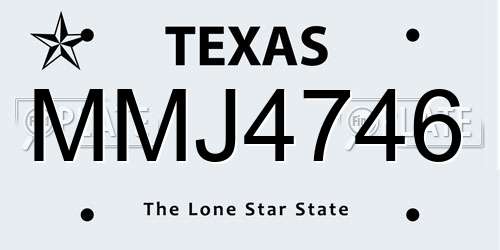 MMJ4746 Texas License Plate
