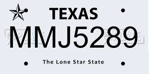 MMJ5289 Texas License Plate