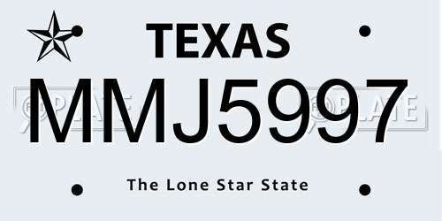 MMJ5997 Texas License Plate