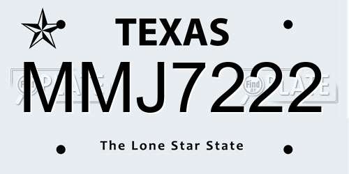 MMJ7222 Texas License Plate