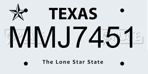 MMJ7451 Texas License Plate