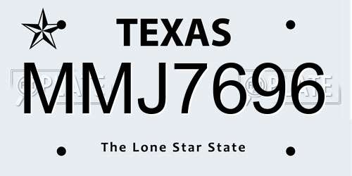 MMJ7696 Texas License Plate