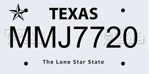 MMJ7720 Texas License Plate