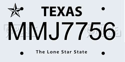 MMJ7756 Texas License Plate