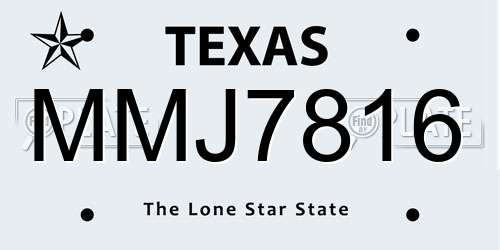 MMJ7816 Texas License Plate