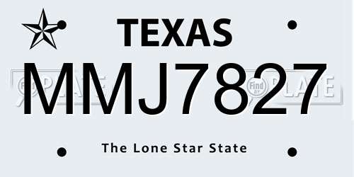 MMJ7827 Texas License Plate