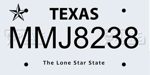 MMJ8238 Texas License Plate