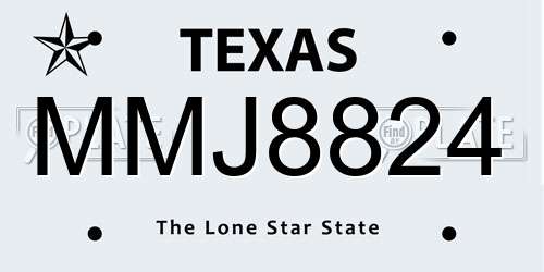 MMJ8824 Texas License Plate