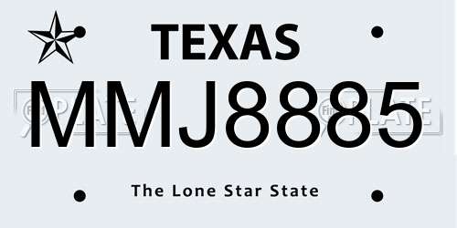MMJ8885 Texas License Plate