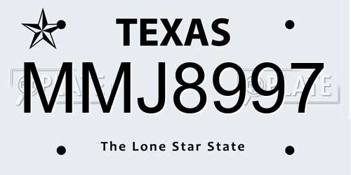 MMJ8997 Texas License Plate