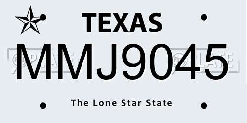 MMJ9045 Texas License Plate