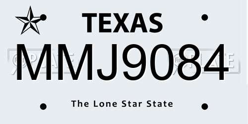 MMJ9084 Texas License Plate