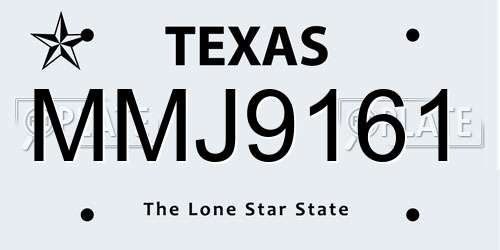 MMJ9161 Texas License Plate