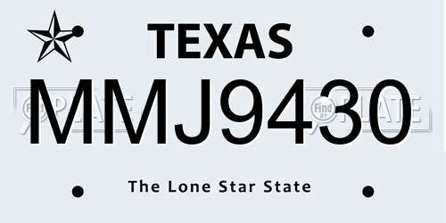 MMJ9430 Texas License Plate