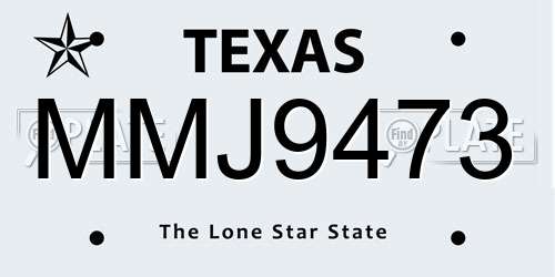 MMJ9473 Texas License Plate