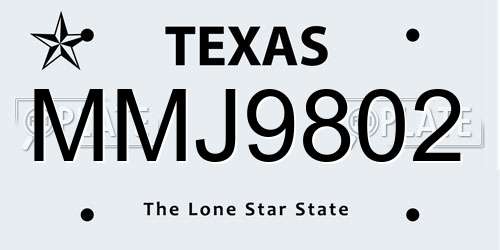 MMJ9802 Texas License Plate