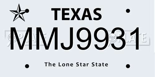 MMJ9931 Texas License Plate