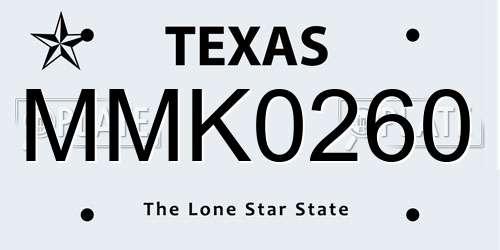 MMK0260 Texas License Plate