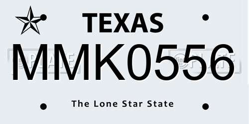 MMK0556 Texas License Plate