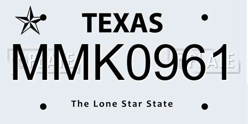 MMK0961 Texas License Plate