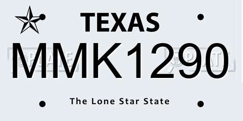 MMK1290 Texas License Plate
