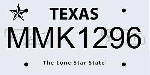 MMK1296 Texas License Plate