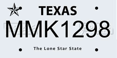 MMK1298 Texas License Plate