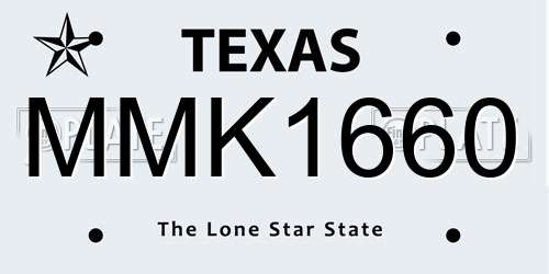 MMK1660 Texas License Plate