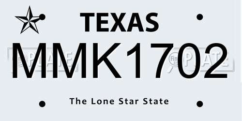 MMK1702 Texas License Plate